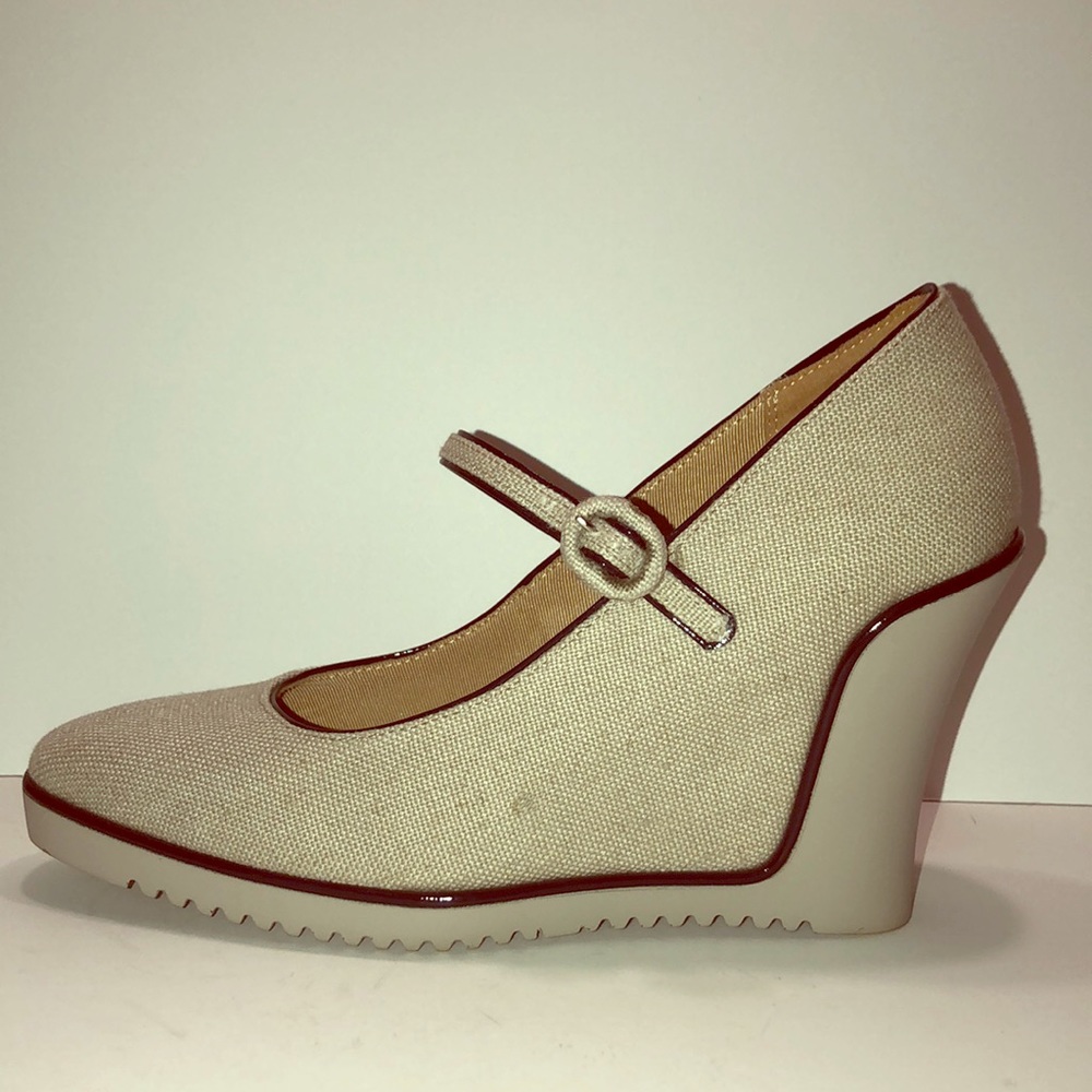 Taupe Fabric Wedge Heel